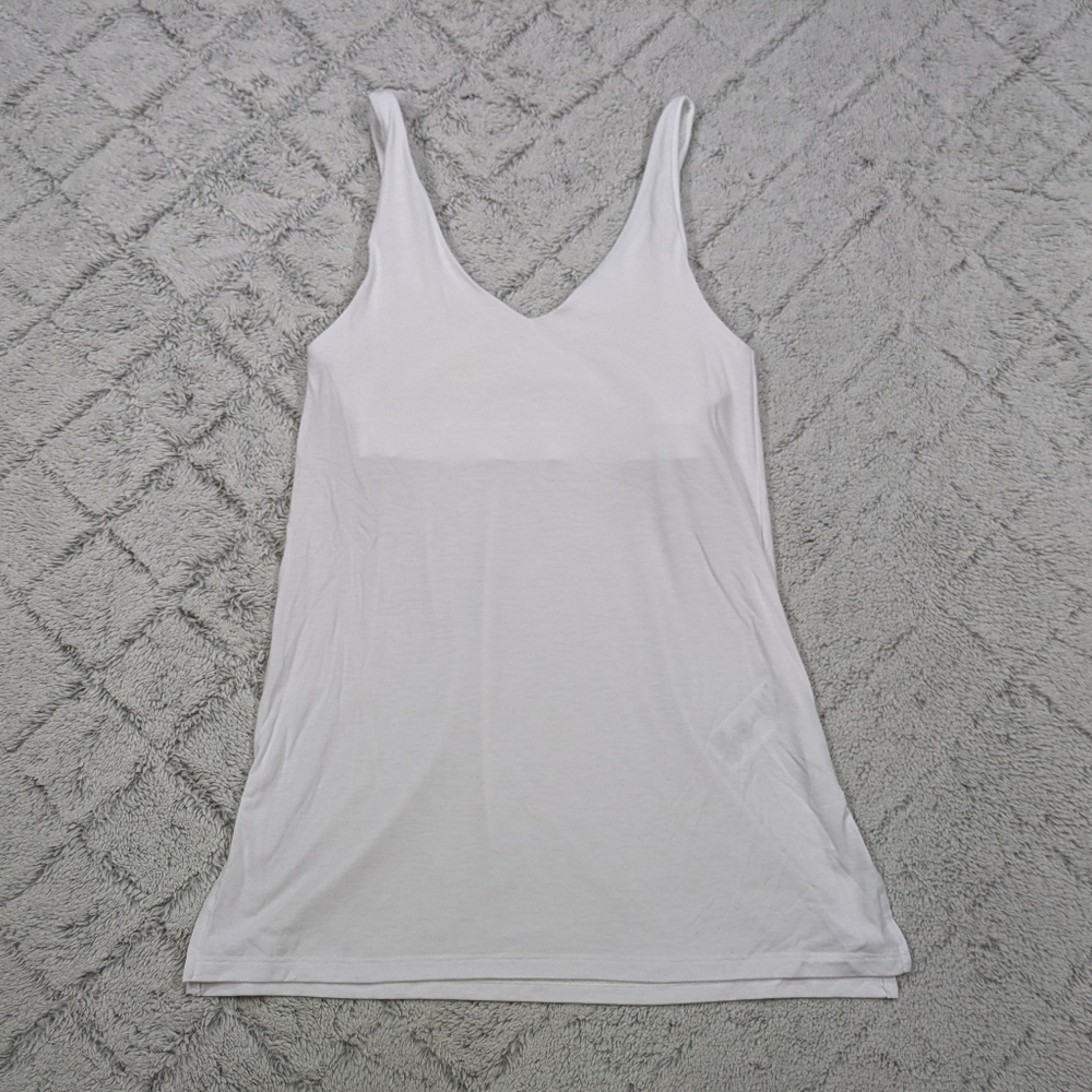 Athleta Shirt Womens XS White Essence Support Tank Top Light Built In Side Slits